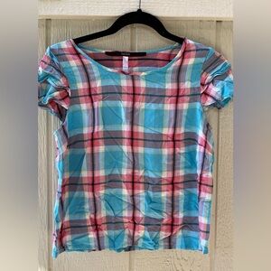 Colorful Plaid Short Sleeve Top